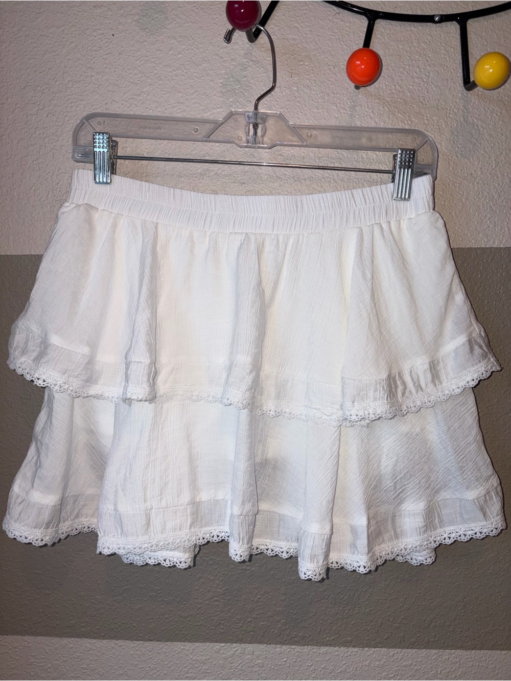 NWT West of Melrose Women’s Small Lace Trim Tiered Lightweight Mini Skirt